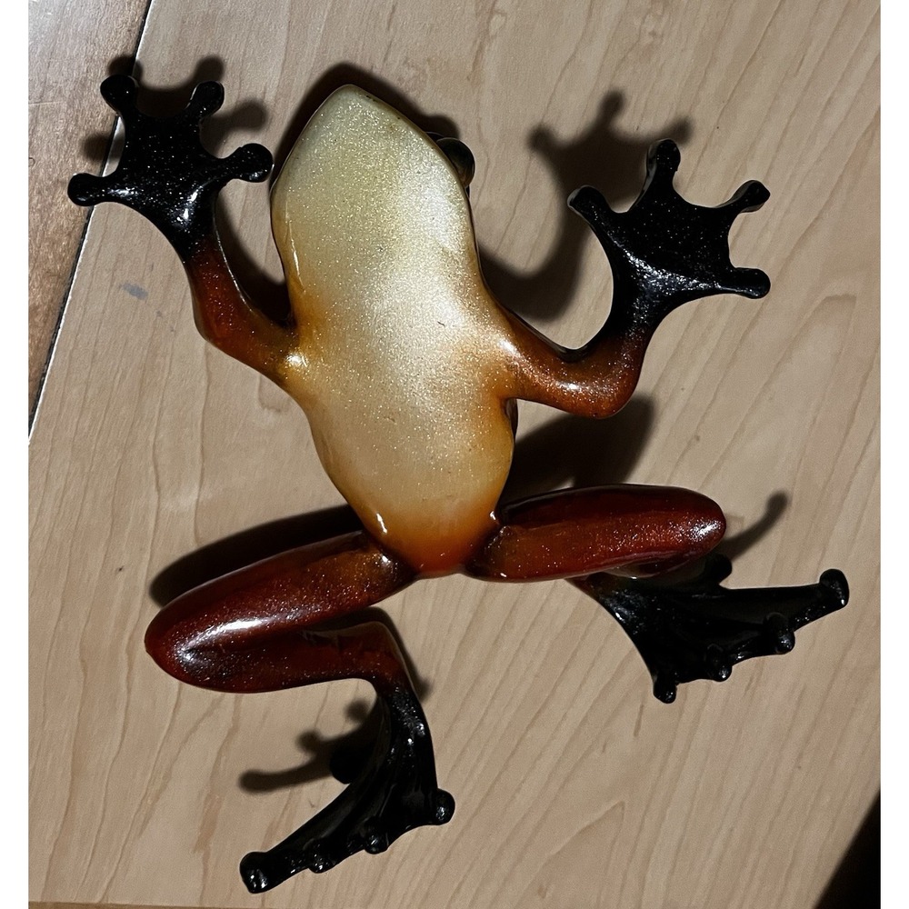 Frog Sculpture Red to Yellow Mottled Texture Patina Style No Signature Approx 7" - Picture 2 of 8